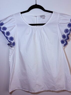 J. Crew White Cotton Summer Top  Boxy Fit Sz Sm
